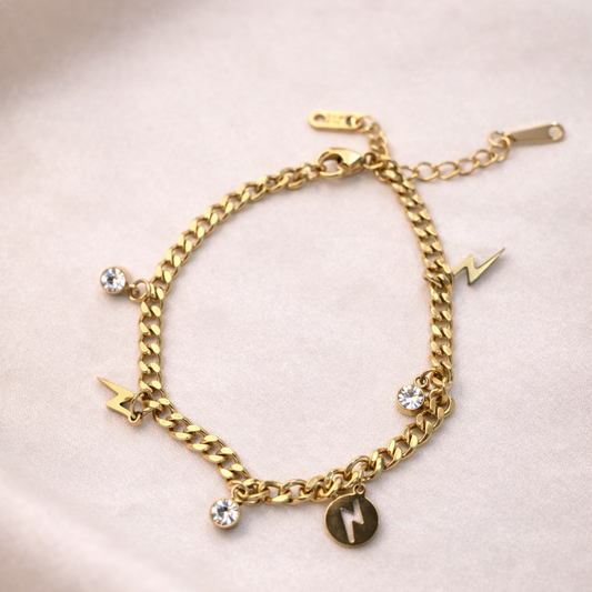 The Bolt & Crystal Charm Link Bracelet