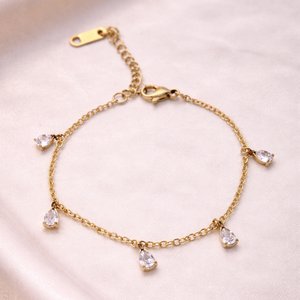Celestial Teardrop Crystal Gold Charm Bracelet