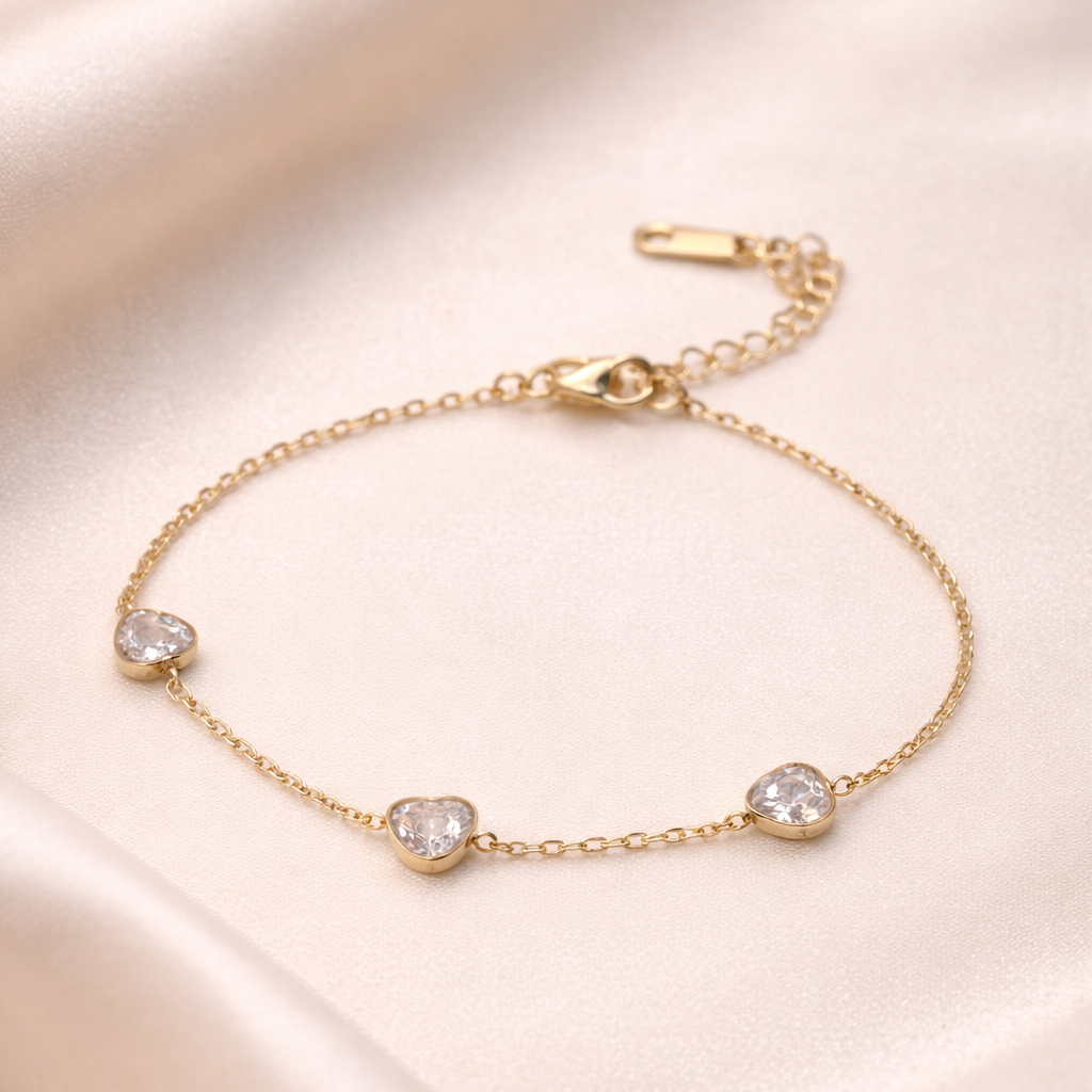 Gold Heart Charm Jewelry Bracelet