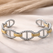 Nautical Link Dual Tone Silver and Gold Open Cuff Bracelet