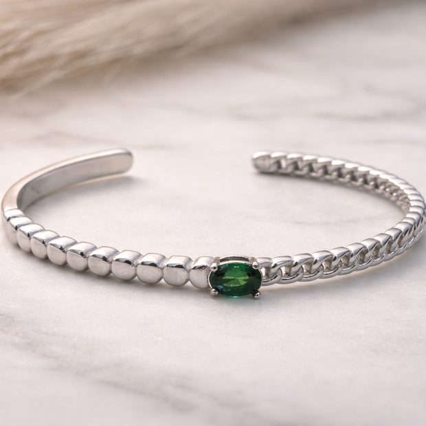 Emerald Isle Hybrid Silver Cuff Bracelet