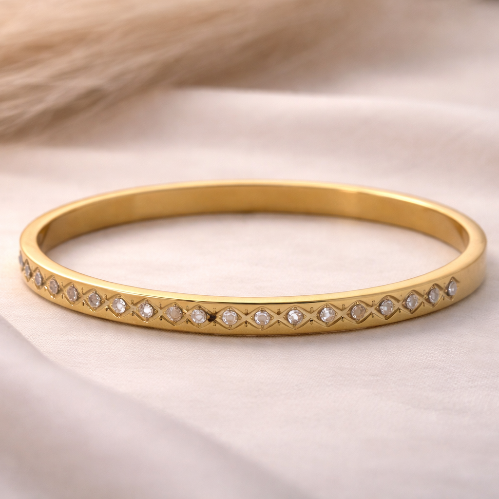 Celestia Diamond Pattern Cuff Bracelet