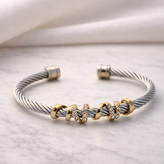 The Stellar Two-Tone Tube Rope Style Cuff Bracelet