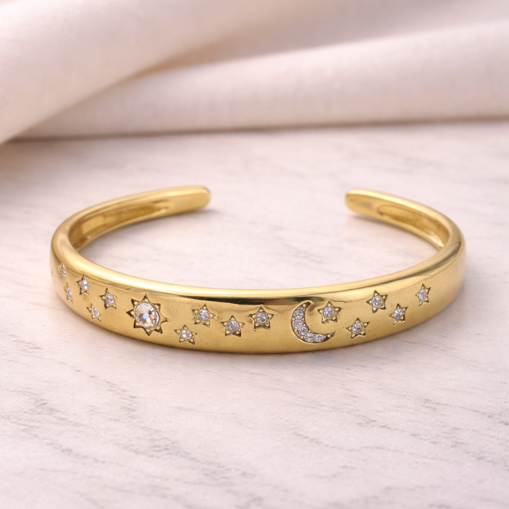 Solar Flare Celestial Gold Cuff Bracelet