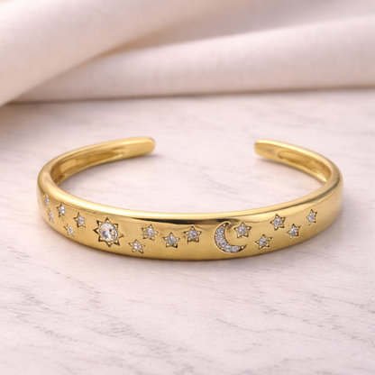Solar Flare Celestial Gold Cuff Bracelet