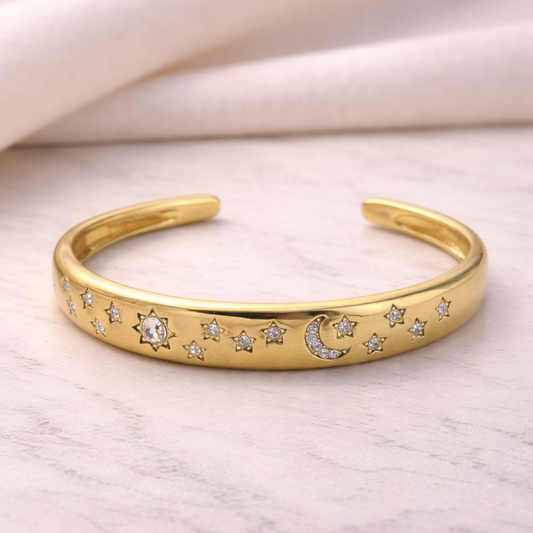 Solar Flare Celestial Gold Cuff Bracelet