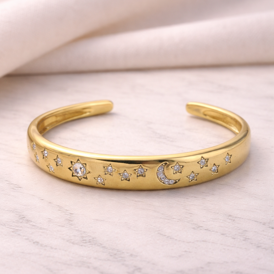 Solar Flare Celestial Gold Cuff Bracelet
