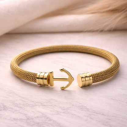 The Voyager Anchor Mesh Cuff Bracelet