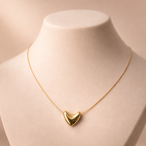 Polished Puffy Heart Slider Necklace