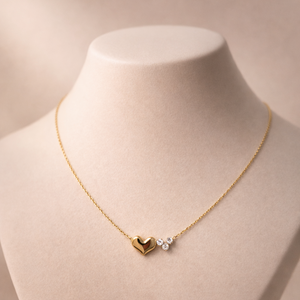 Dainty Heart & Crystal Cluster Necklace