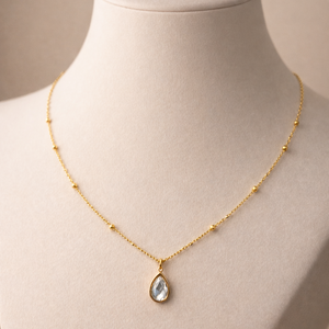 Elara Teardrop Beaded Chain Necklace