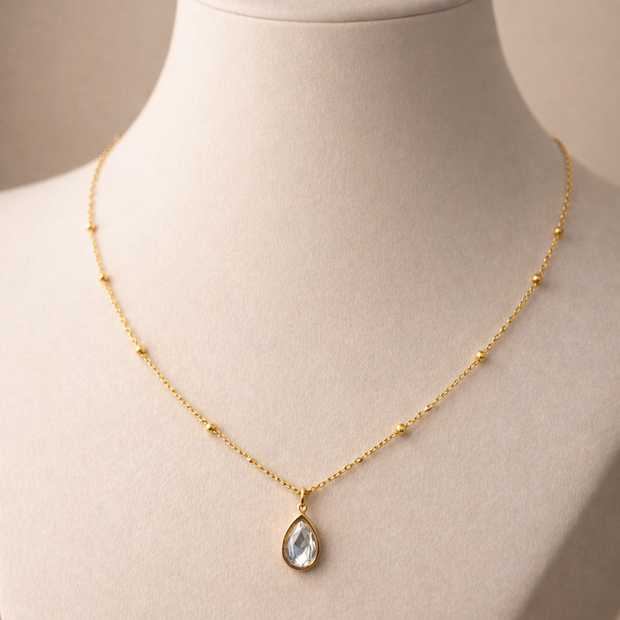 Elara Teardrop Beaded Chain Necklace