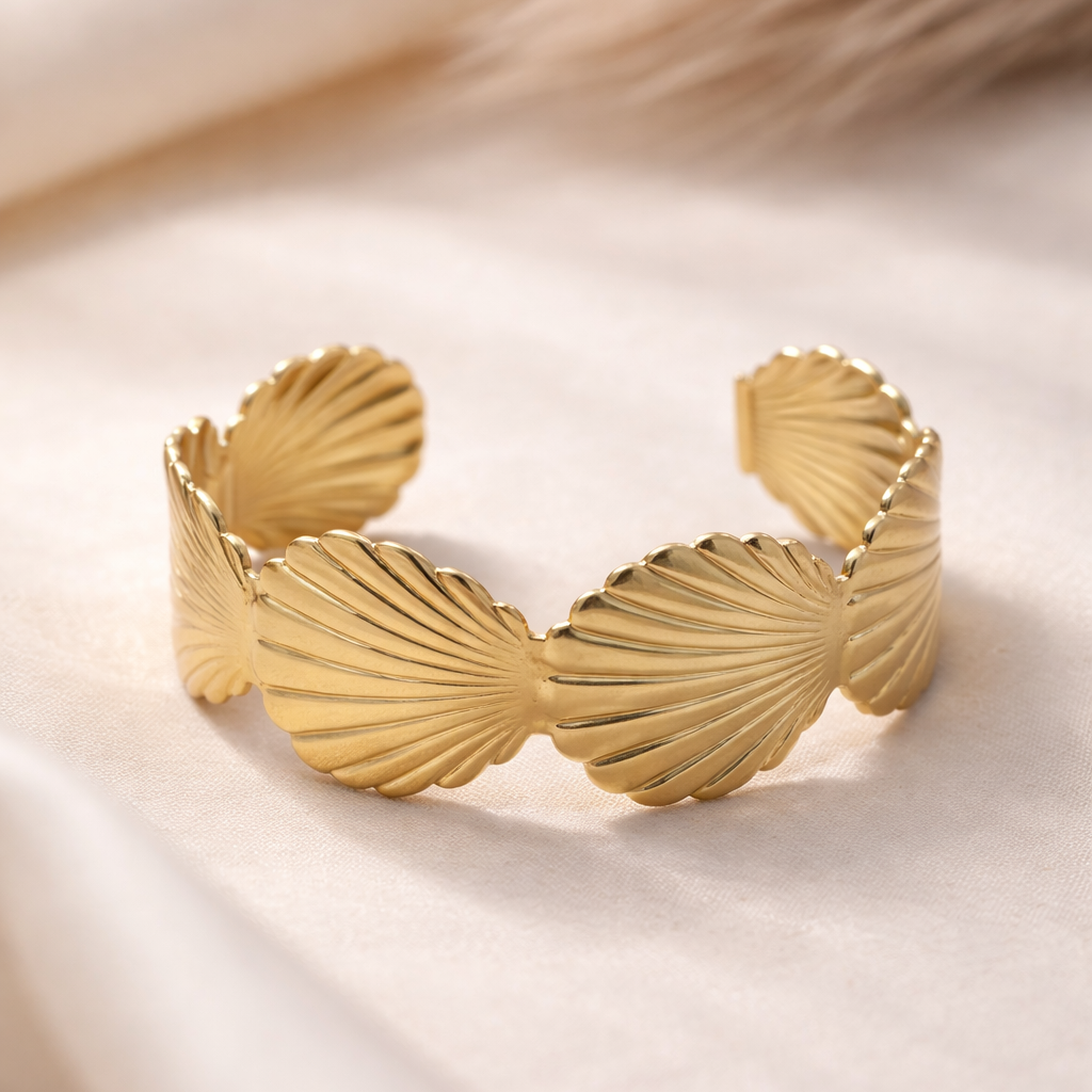 Oceanic Scalloped Shell Statement Bracelet