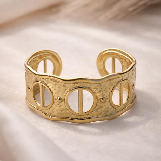 Celestial Hammered Geometric Cut-Out Cuff