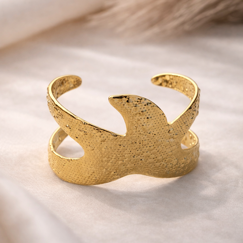 Ignite Textured Gold Abstract Cuff Bracelet