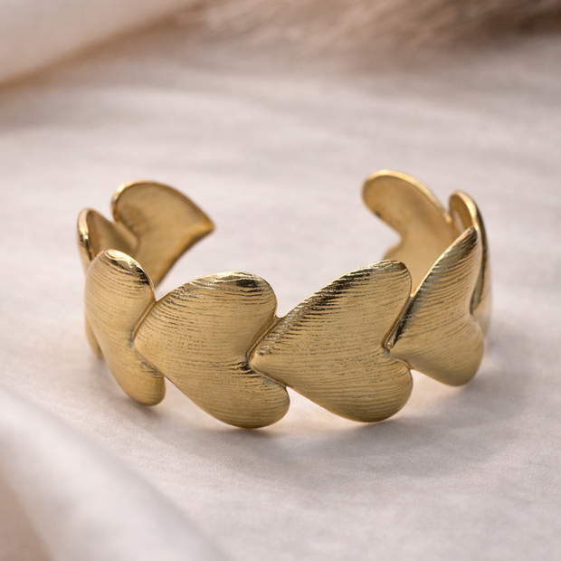 Satin Finish Overlap Heart Cuff