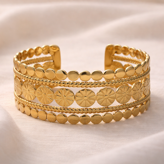 Zinnia Layered Coin Statement Bracelet