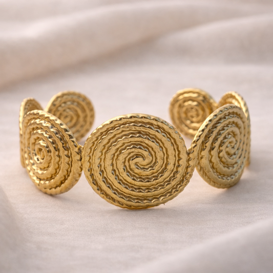 Aurelia Spiral Medallion Cuff Bracelet