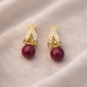 Ruby Aura Pearl Drop Earrings