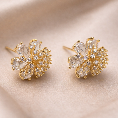 Golden Starlight Pavé Crystal Bloom Studs