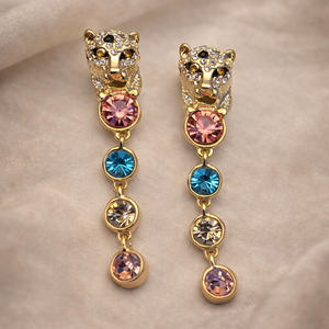Jeweled Leopard Statement Earrings