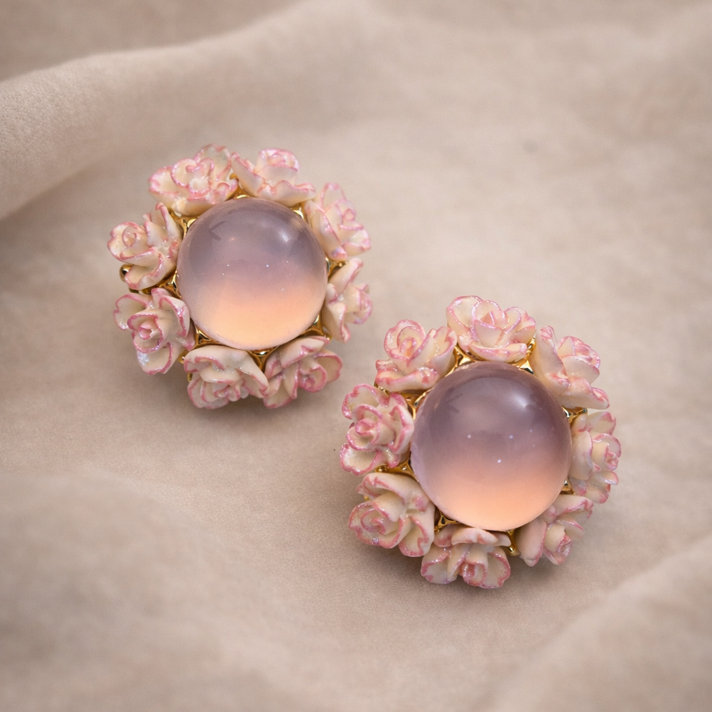 Aurora Rose Frosted Petal Earrings
