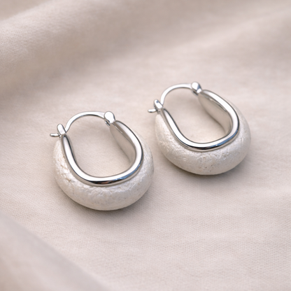 Frosted Glacier Silver Huggie Hoops
