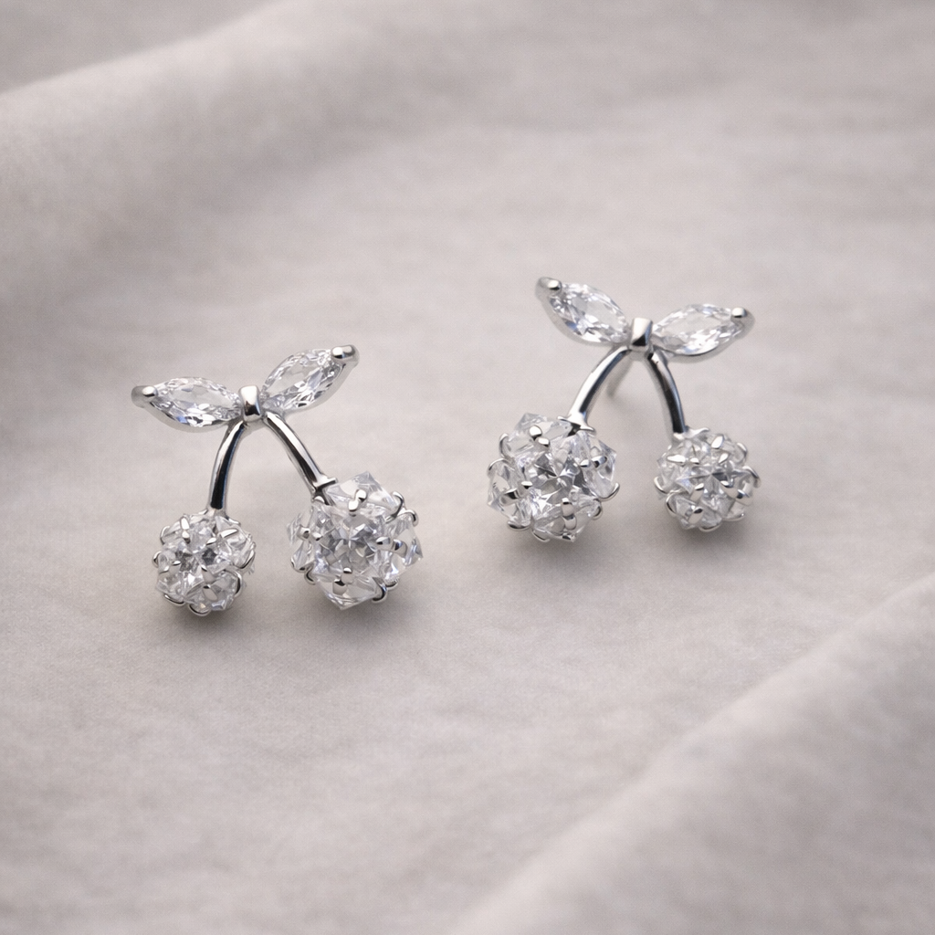 Crystal Cherry Blossom Silver Studs