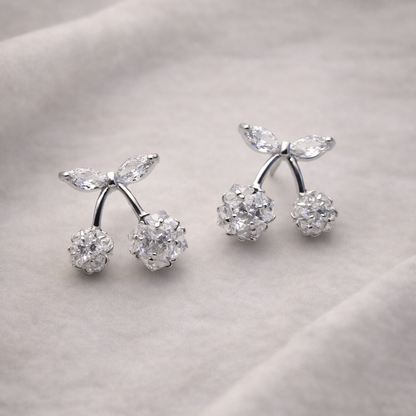 Crystal Cherry Blossom Silver Studs