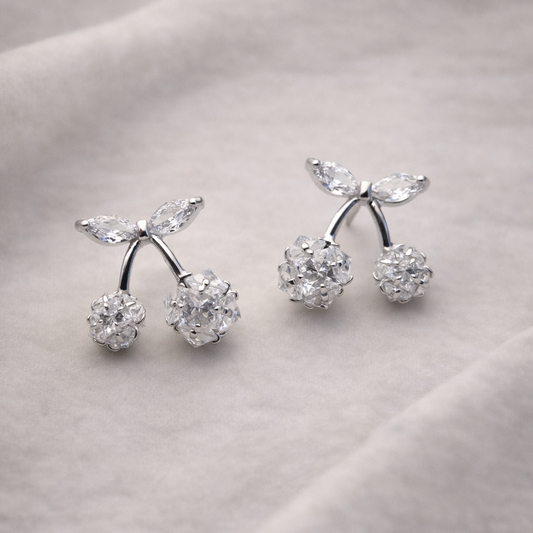 Crystal Cherry Blossom Silver Studs