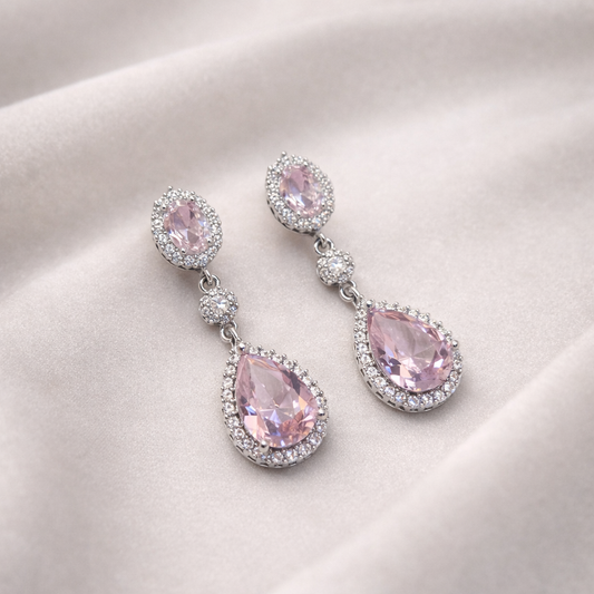 Pink Crystal Teardrop Earrings