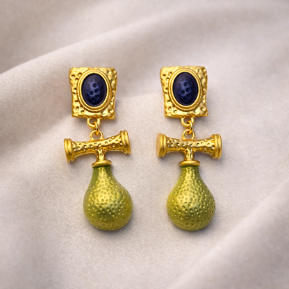 Vintage Aegean Sea Drop Golden Earrings