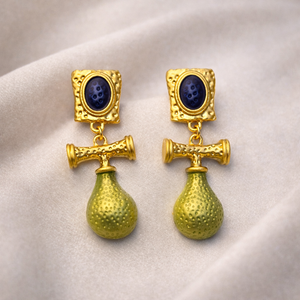 Vintage Aegean Sea Drop Golden Earrings