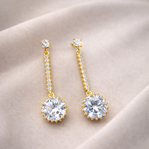 Gold Zirconia Chain Crystal Drops