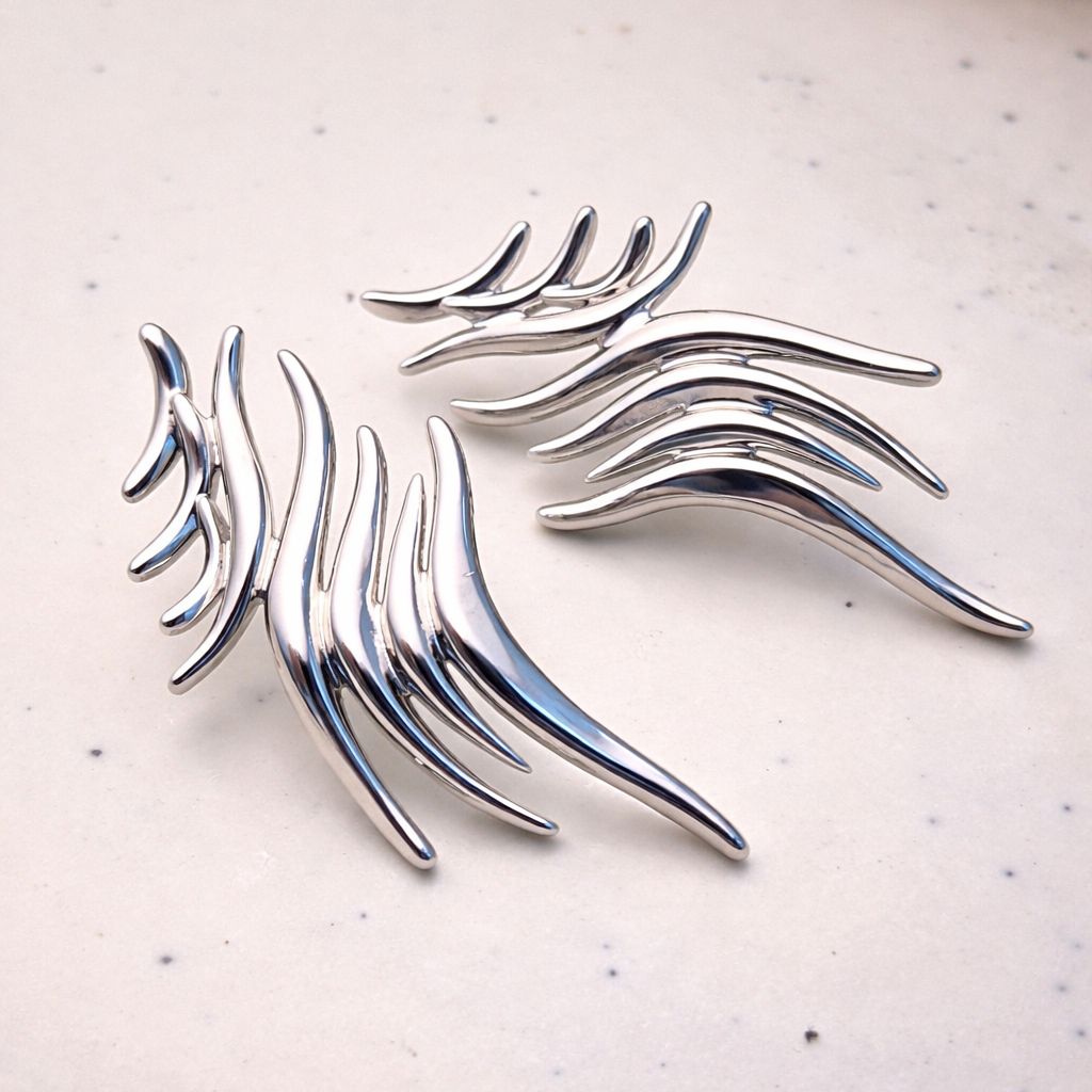 Ocean Surge Silver Statement Studs