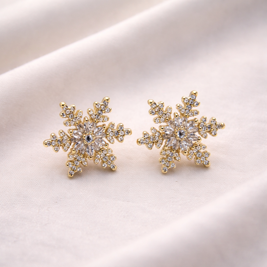 Zirconia Snowflake Stud Earrings