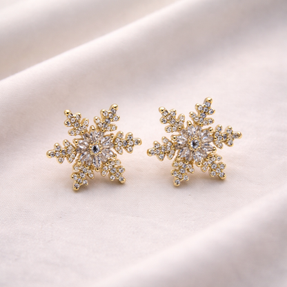 Zirconia Snowflake Stud Earrings