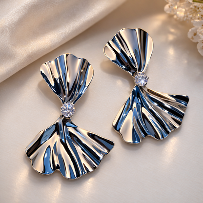 Silver Metallic Ribbon Studs