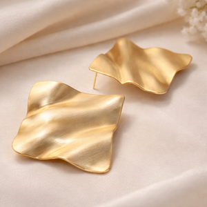 Abstract Matte Gold Geometric Studs
