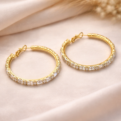Aura Baguette Crystal Eternity Hoops