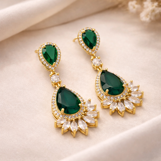 Emerald Royale Pear Drop Earrings