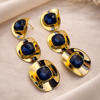 Midnight Sapphire Square Dangles