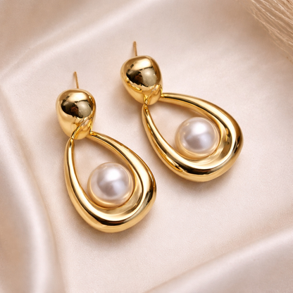 Contemporary Halo Pearl Studs