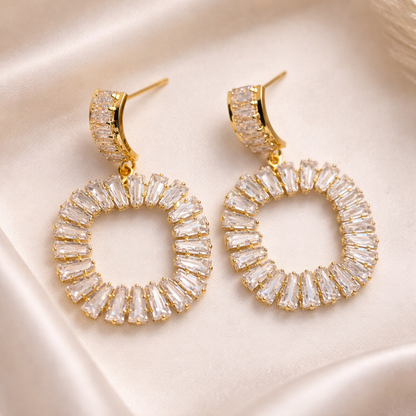 Glitz Baguette Halo Studs