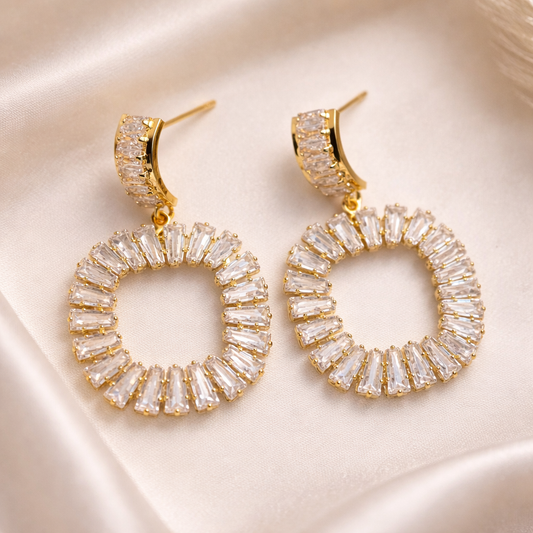 Glitz Baguette Halo Studs