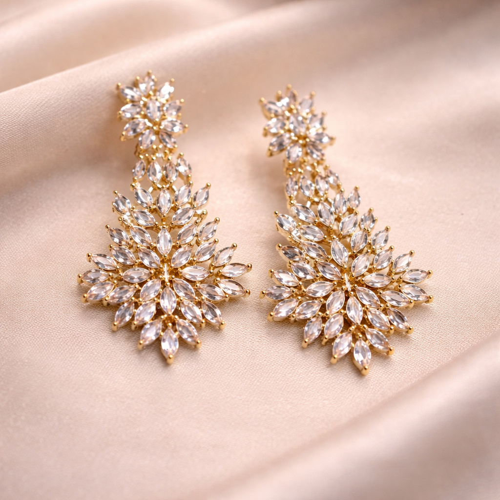 Crystal Feather Statement Studs