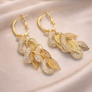 Gold Leaf Filigree Mesh Dangle Earrings
