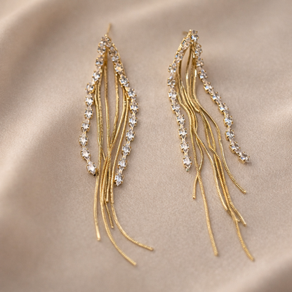 Golden Crystal Drop Earrings