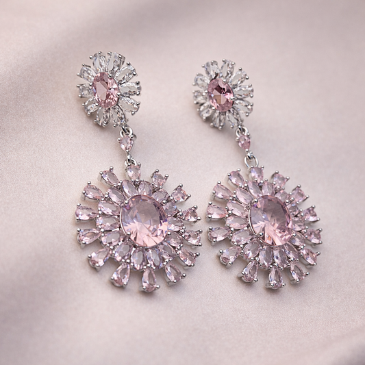 Pink Crystal Drop Earrings