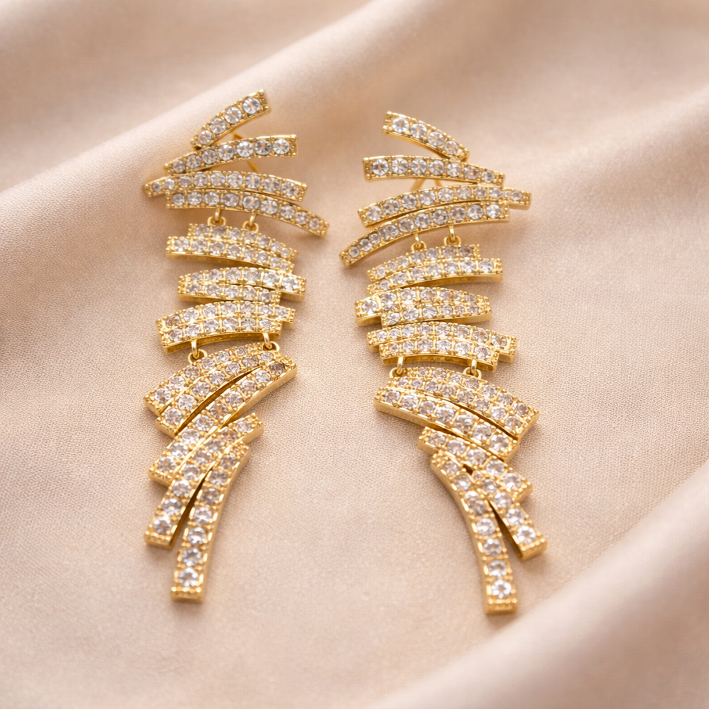 Glam Cascade Gold Earrings